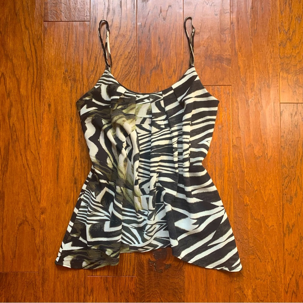 PJK Patterson J. Kincaid Black Animal Print Shift Top with Beaded Strap | Size S - Picture 3 of 11